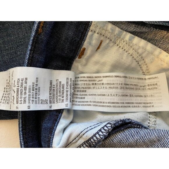 Abercrombie & Fitch Womens 25/0 Low Rise Ankle Jeans Dark Blue Denim Frayed Hem - Picture 4 of 8